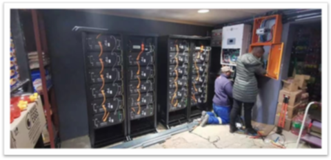 Indoor battery storage installation in progress